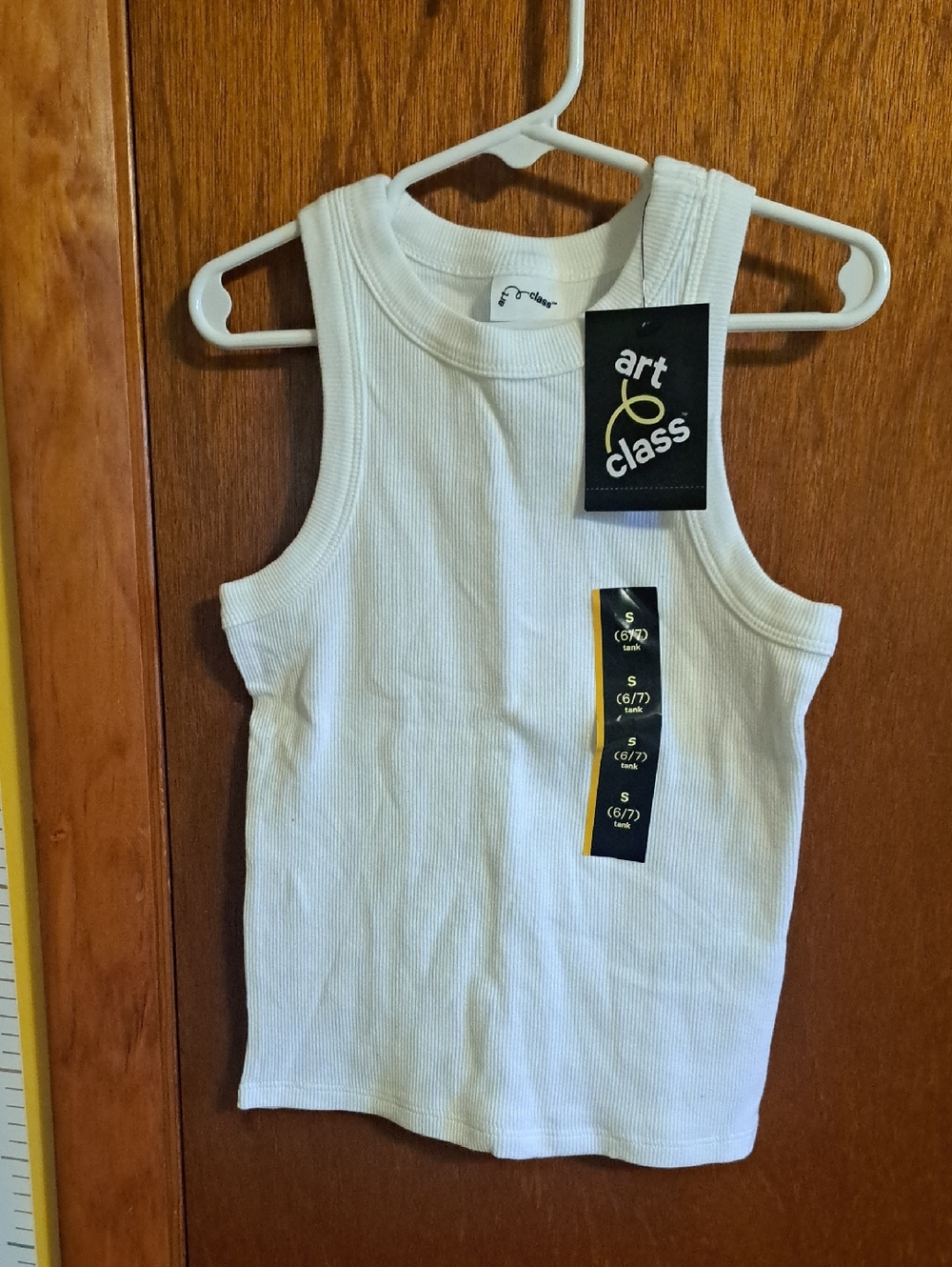 NWT Art Class White Ribbed Tank Top Size 6/7